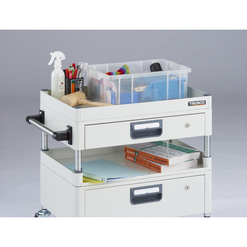 TRUSCO Tool Wagon Phoenix Wagon, Noise-reducing, 750 x 500 x H600, with drawers and 3-sided shelves, White, PEW-671H1VZ-W, 1 unit