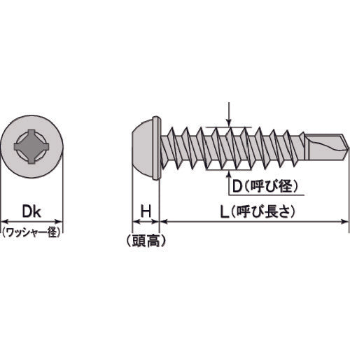 MIYAGAWA ラウンドワッシャー頭ドリルねじ(鉄・三価ユニクロ) FRWQ4819-PC1 1 袋
