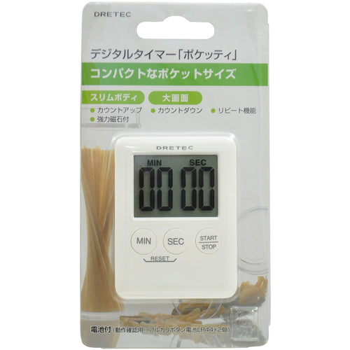 dretec デジタルタイマー「ポケッティ」 ホワイト T-307WT 1 台
