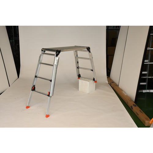 TRUSCO scaffolding platform with handrails, extendable legs, height 0.87-1.18m, TDWG910-TE, 1 unit