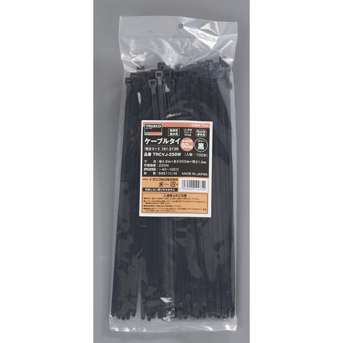 TRUSCO ケーブルタイ 幅4.8mmX250mm 最大結束Φ60 耐候性 100本入 TRCVJ-250W 1 袋