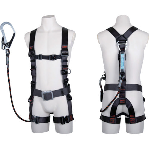 TSUYORON Hien Harness with waist belt and single lanyard, G-Blade (black), dark gray, size L, TH-506-GB99-OT-DG-L-R26-BX, 1 piece