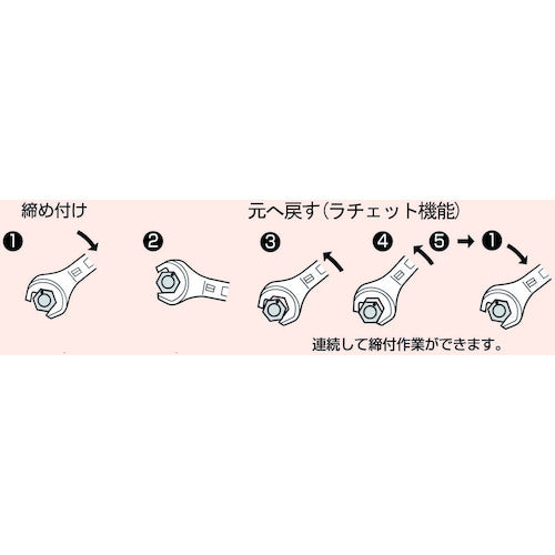 スーパー 5サイズラチェットレンチ インナーソケット:8、10 アウターソケット:13、14 RNF0TR 1 丁