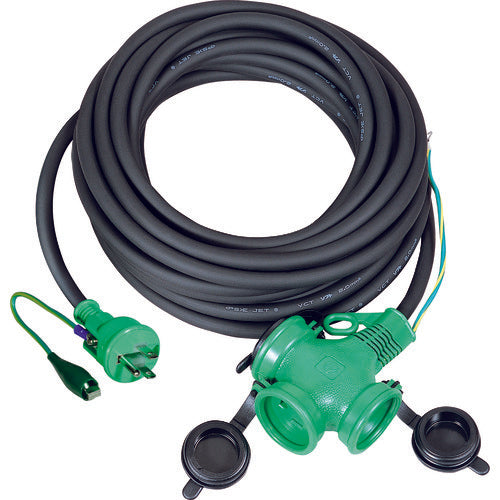 NICHIDO Repair Pokkin Extension Cord, Outdoor Type, Earthed, 10m, Extra Thick Soft Wire SVCT2.0, PPTW-10E-RE, 1 Piece