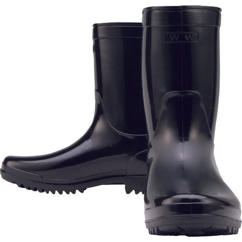 おたふく WW724 作業半長靴・黒 (PVC) 25.5 WW724-255 1 足