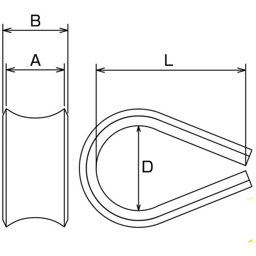 Mizumoto Thimble Stainless Steel Rope Course Rope Diameter: 19mm B-2534 1 pc