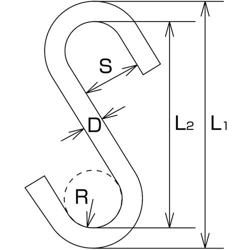 水本 ステンレス SフックSAD 全長140mm 使用荷重0.2kN B-1363 1 個