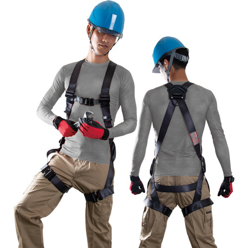 TSUYORON Kurokage Harness with Single Lanyard and Locking Retractable SR Retractor, Dark Gray, Size L, TH-504-TR93SV-OT-DG-L-R23-BX, 1 Piece