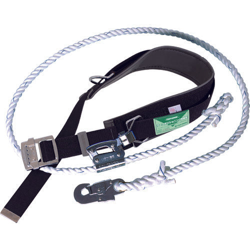 TSUYORON ワークポジショニング用器具 柱上安全帯 FC 黒 Mサイズ ロープ下側通過タイプ WP-FC-11-BLK-M-BP 1 本