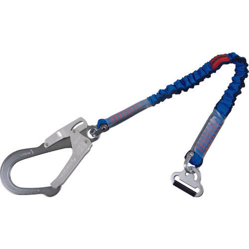 TSUYORON 胴ベルト型墜落制止用器具用補助ロープ 伸縮式ノビロン(BL)連結環FL−51・フックFS−93−1 D環止めなし TBL-AT-NV5931-BL-N-BP 1 本