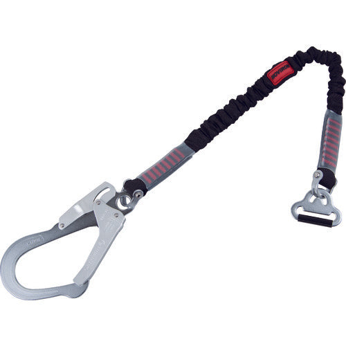 TSUYORON 胴ベルト型墜落制止用器具用補助ロープ 伸縮式ノビロン(BK)連結環FL−51・フックFS−93−1 D環止めなし TBL-AT-NV5931-BK-N-BP 1 本