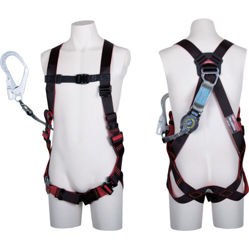 TSUYORON レヴォハーネス シングルランヤード付き ロック機構付き巻取式SRリトラ Mサイズ TH-508-TR93SV-OT-BKR-M-R23-BX 1 本