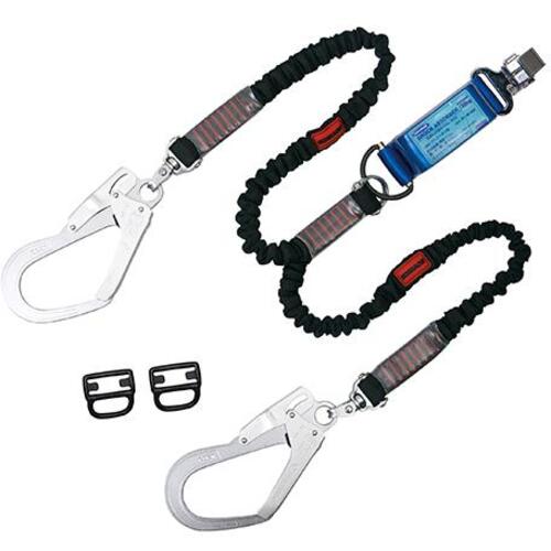 TSUYORON フルハーネス用ランヤード ツインランヤード 伸縮式ノビロン(BK) THL-2-NV93SV-33-130KG-2R23-BP 1 本