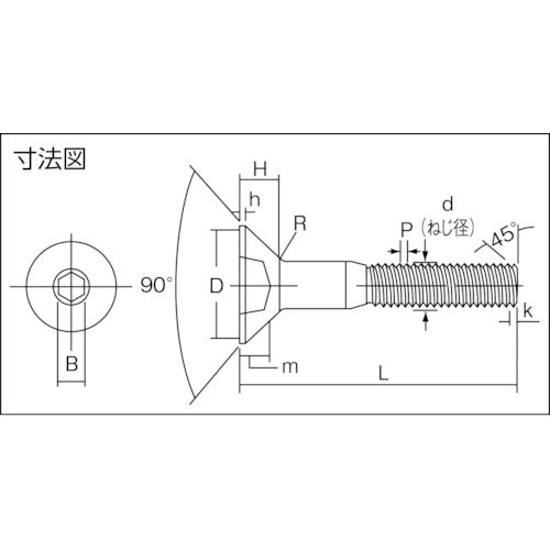 TRUSCO 육각구멍붙이접시볼트 흑염색 반나사 M10×50 12개입 B73-1050 1 PK