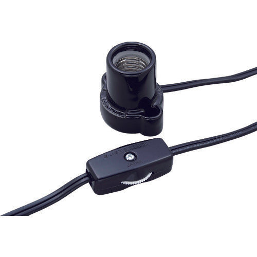 ELPA 코드 부착 소켓 중간 스위치 부착 E17 1.5M 블랙 KP-M1715H-BK 1개