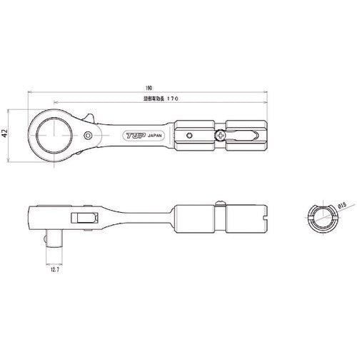 TOP Ratchet N-type torque head for pipe fittings RH4V-15TH170 1 piece