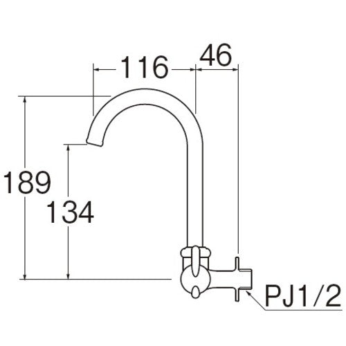 SANEI Mini Cera Horizontal Sliding Neck Flexible Faucet JA265-13 1 pc