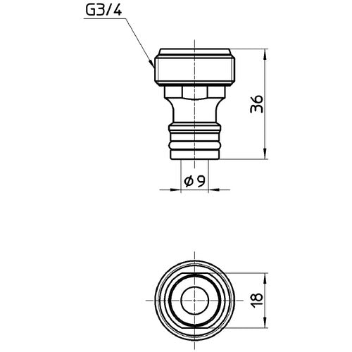 SANEI 금속제 수나사 젖꼭지 PL60-20-20 1개