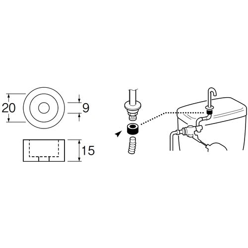 SANEI 로우 탱크 연결 패킹 PP43-46 1 개