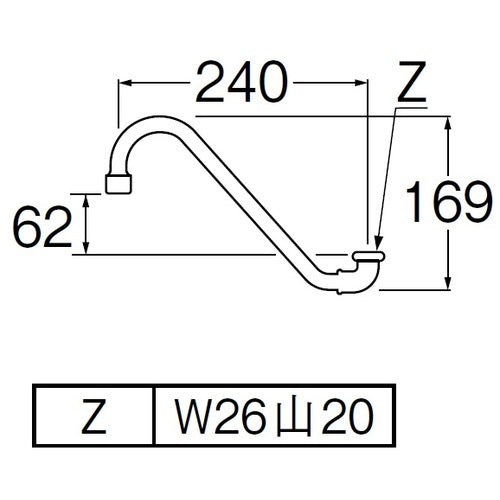 SANEI 거품 상향 자유 파이프 PA16JH-60X2-16 1 개