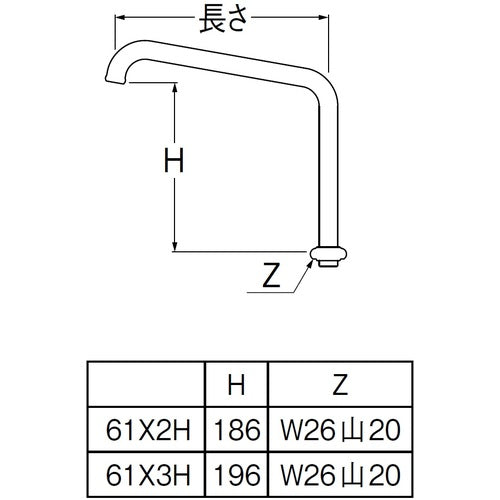 SANEI 허리 높이 상향 파이프 A230-61X2H-16 1 개