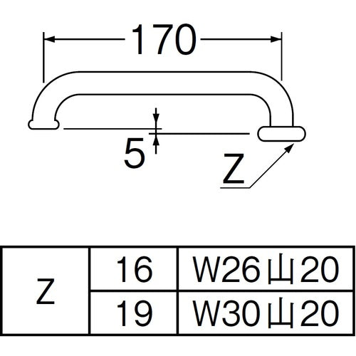 SANEI 횡형 파이프 PA20J-60X-16 1개