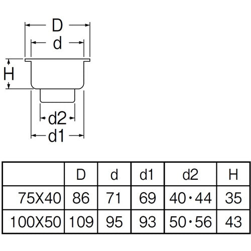 SANEI Stainless Steel One Trap H500-75X40 1 pc