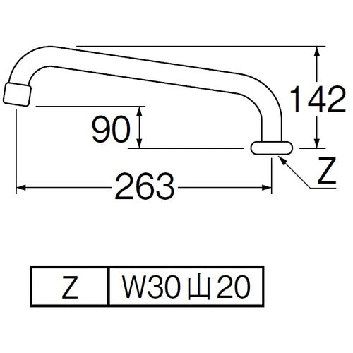 SANEI 허리 높이 상향 파이프 PA23J-61X-19 1 개