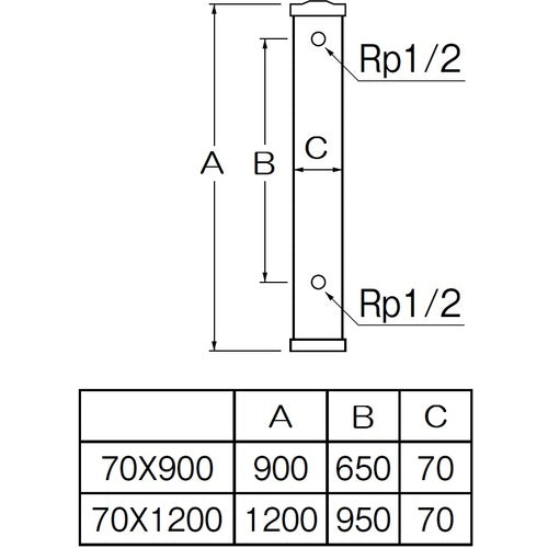 SANEI PC水栓柱 T801-70X1200-I 1 本