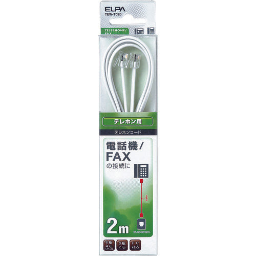 ELPA テレホンコード6極2/4芯 2m TEW-T020 1 本