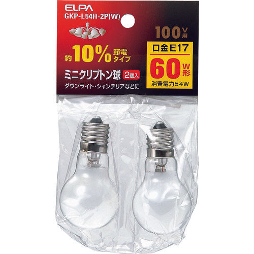 ELPA ミニクリプトン球 GKP-L54H-2P(W) 1 個