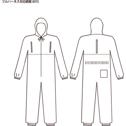 アゼアス タイベック(R)製 6015 墜落制止用器具対応ツナギ服 XL 6015-XL 1 着