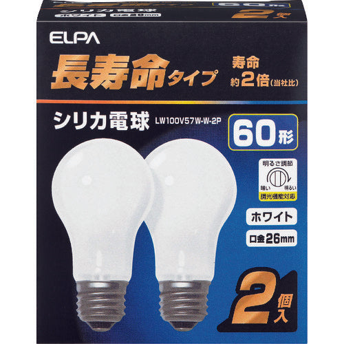 ELPA シリカ電球 長寿命 E26 60W形 2個入 LW100V57W-W-2P 1 個