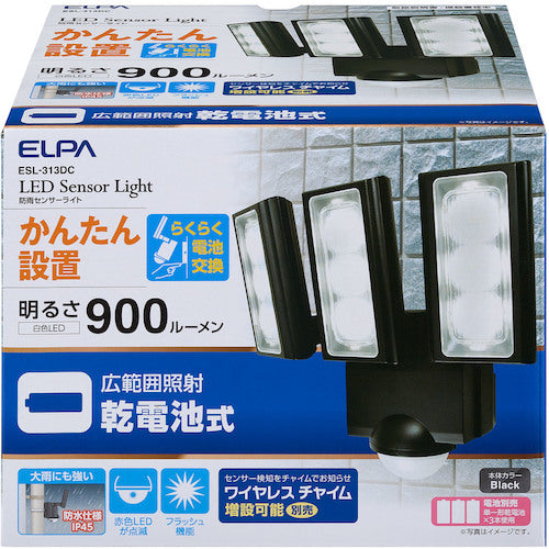ELPA Battery-powered Sensor Light 3 Lights ESL-313DC 1 pc