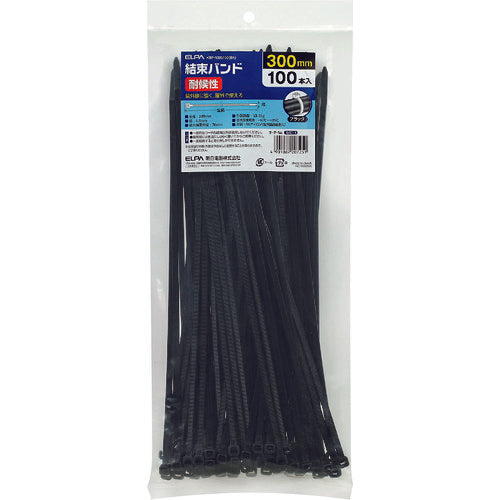 ELPA cable tie weatherproof 300MM KBF-N300100(BK) 1 bag