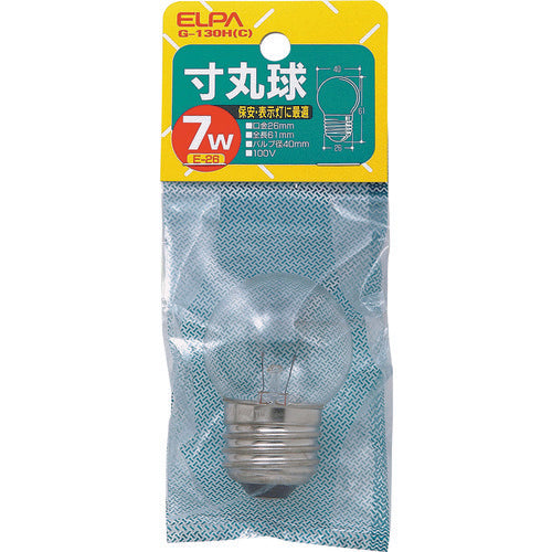 ELPA 寸丸球 E26 7W クリア G-130H(C) 1 個