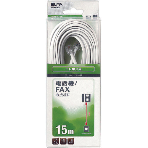 ELPA テレホンコード6極2/4芯 15m TEW-T150 1 本