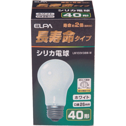 ELPA シリカ電球 長寿命 E26 40W形 LW100V38W-W 1 個