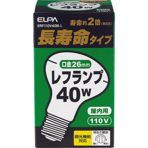 ELPA 長寿命レフランプ E26 40W ホワイト ERF110V40W-L 1 個
