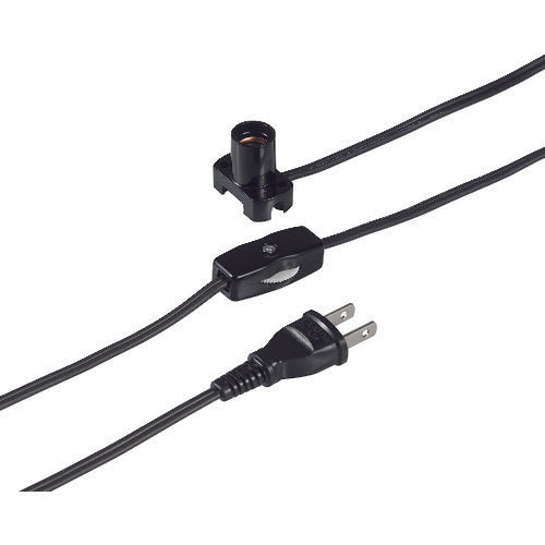 ELPA 코드 부착 소켓 중간 스위치 부착 E12 1.5M 블랙 KP-M1215NH-BK 1개