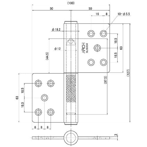 ARCH Stainless Steel Flag Hinge HLR TN3165-127RHL 1 piece