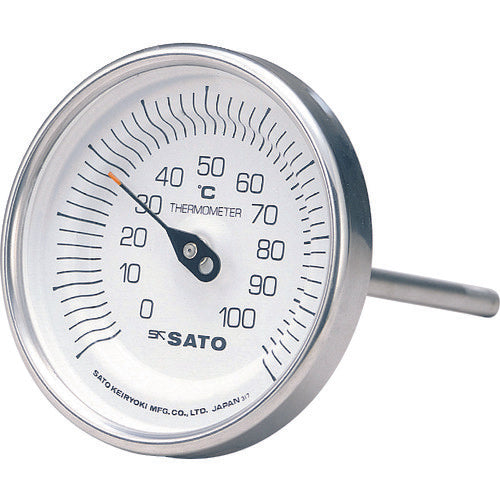 사토 바이메탈 온도계 BM-T형 측정 온도 범위 -30~50℃ 감온부 길이 100mm BM-T-90S-1 1개