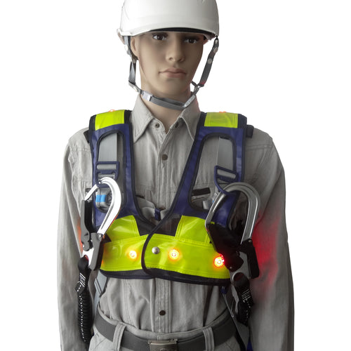 ミズケイ フルハーネス用LED安全ベスト/赤LED 装着できるんです 紺/黄 5941122 1 枚