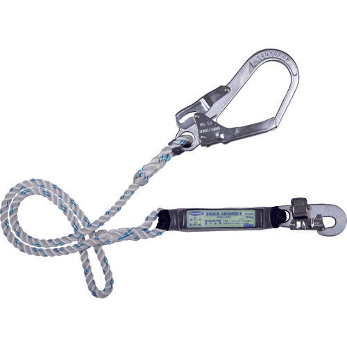 TSUYORON 胴ベルト型墜落制止用器具用ランヤード(ロープタイプ) 三つ打ちロープ 両フックタイプ TBL-90-BP 1 本