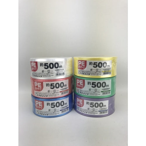 유타카 메이크업 PE 컬러 평 테이프 약 50mm×500m 적색 M-538-3 1개