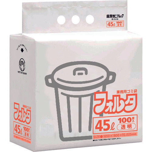 サニパック FU4C 環優包装フォルタ薄口 45L 透明 100枚 FU4C 1 冊