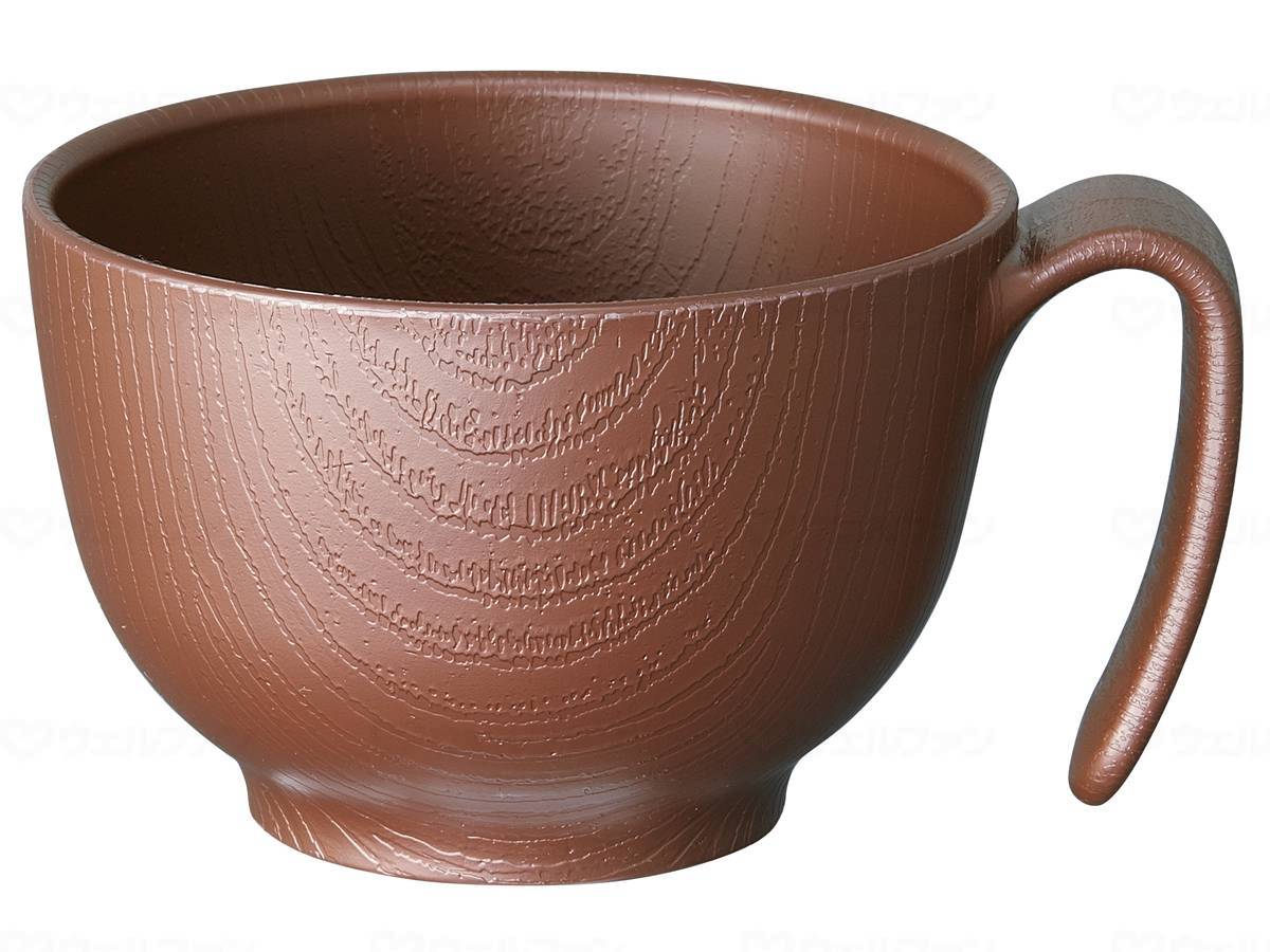 Skater Wood Grain Easy-to-Hold Rice Bowl with Handle Brown Rice Bowl with Handle