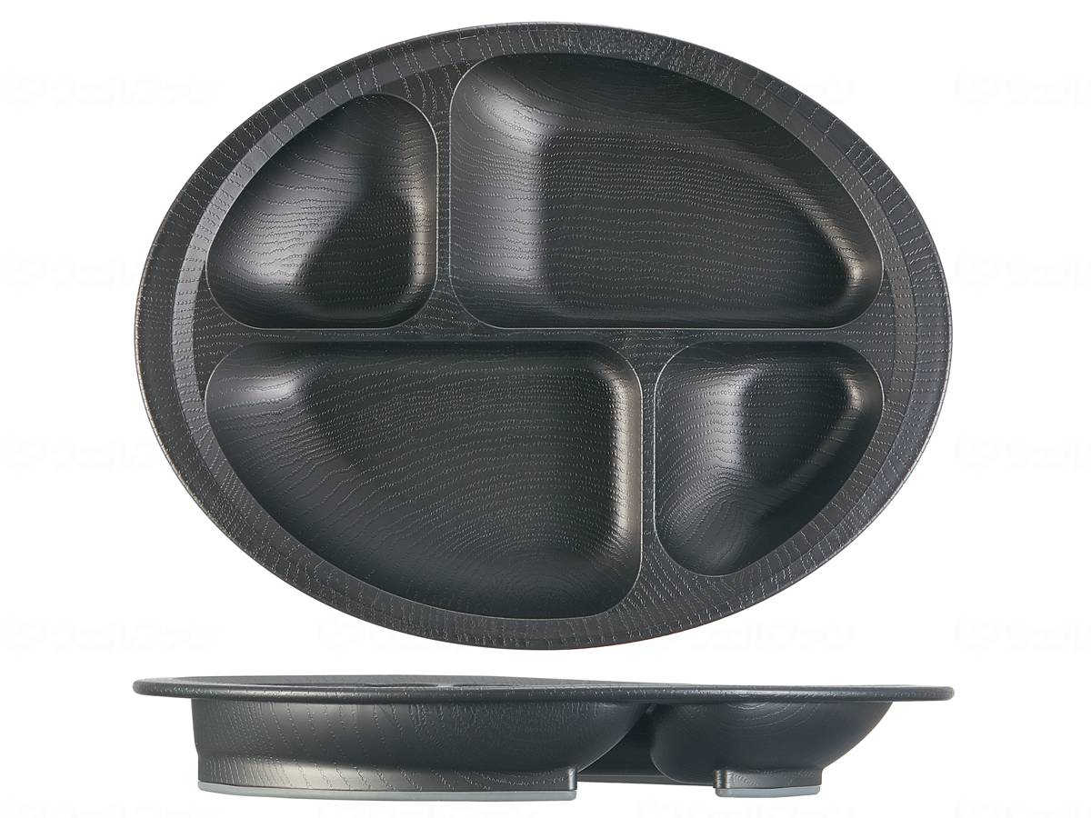 Skater Wood Grain Easy Scooping Divider Plate Black Divider Plate