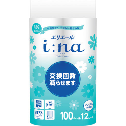 Elleair i:na Toilet Tissue Single 100m 12R Unscented (21000440/21001138) 21001138 1 CS