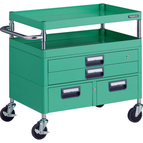 TRUSCO Tool Wagon Phoenix Wagon Antibacterial Noise-reducing 750 x 500 x H740 with Drawer Young Green PEW-772XW-YG 1 Unit